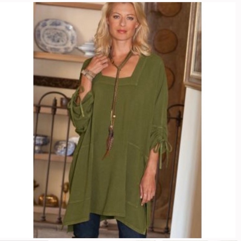 Soft Surroundings Kensington Olive Green Tunic One Size OS